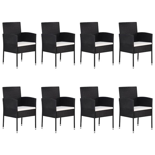 vidaXL Set mobilier de grădină, 9 piese, negru