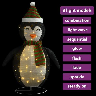 vidaXL Figurină pinguin decorativă de Crăciun, LED, 60 cm țesătură lux