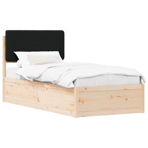vidaXL Cadru de pat cu tăblie tapițată cu headboard Negru 80 x 200 cm