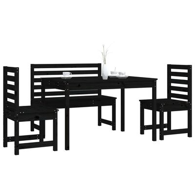 vidaXL Set de masă pentru grădină, 4 piese, negru, lemn masiv de pin