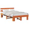vidaXL Cadru de pat Maroniu cerat 135 x 190 cm Lemn de pin masiv