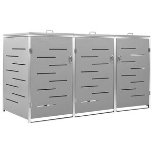 vidaXL Magazie pentru trei pubele, 207x77,5x115 cm, oțel inoxidabil