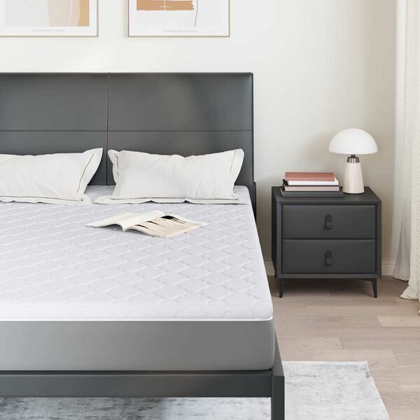 vidaXL Topper din nucă de cocos Alb 160 x 200 cm Material Jacquard