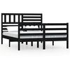 vidaXL Cadru de pat dublu, negru, 135x190 cm, lemn masiv