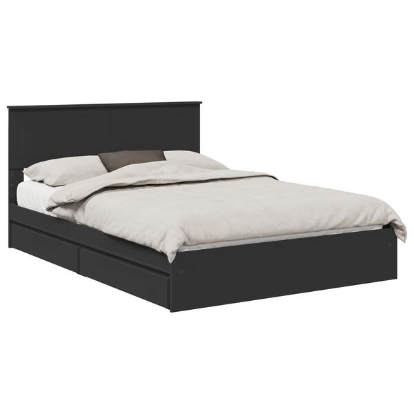 vidaXL Pat cu storage cu headboard Negru 140 x 190 cm Lemn compozit