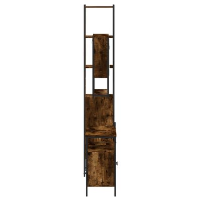vidaXL Set mobilier de baie, 3 piese, stejar fumuriu, lemn prelucrat