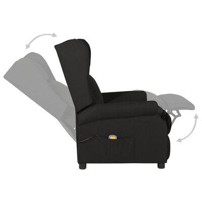vidaXL Fotoliu electric rabatabil masaj/spătar cu aripi, negru, textil