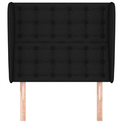 vidaXL Tăblie de pat cu aripioare, negru, 93x23x118/128 cm, textil