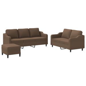 vidaXL Set de canapele cu perne, 3 piese, maro, textil