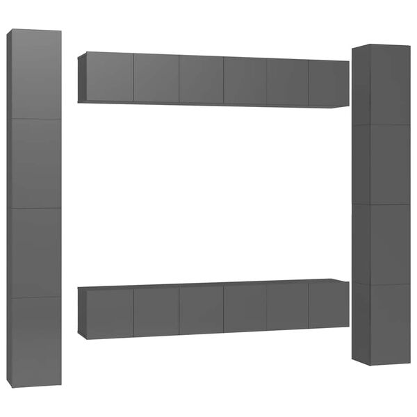 vidaXL Set de dulapuri TV, 6 piese, gri extralucios, lemn prelucrat