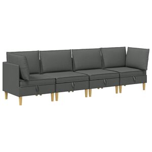vidaXL Set de canapea modulară cu spațiu de stocare 4 buc. Gri &icirc;nchis