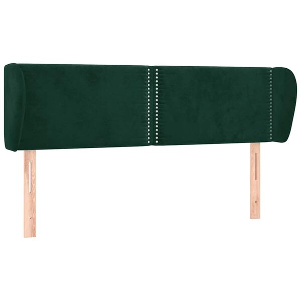 vidaXL Tăblie de pat cu aripioare verde &icirc;nchis 147x23x78/88 cm catifea