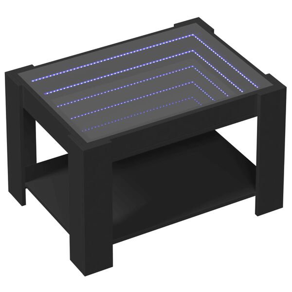 vidaXL Măsuță de cafea cu LED, negru, 73x53x45 cm, lemn prelucrat