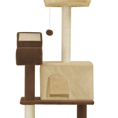 vidaXL Ansamblu pisici cu stâlpi din funie de sisal, maro & bej 155 cm
