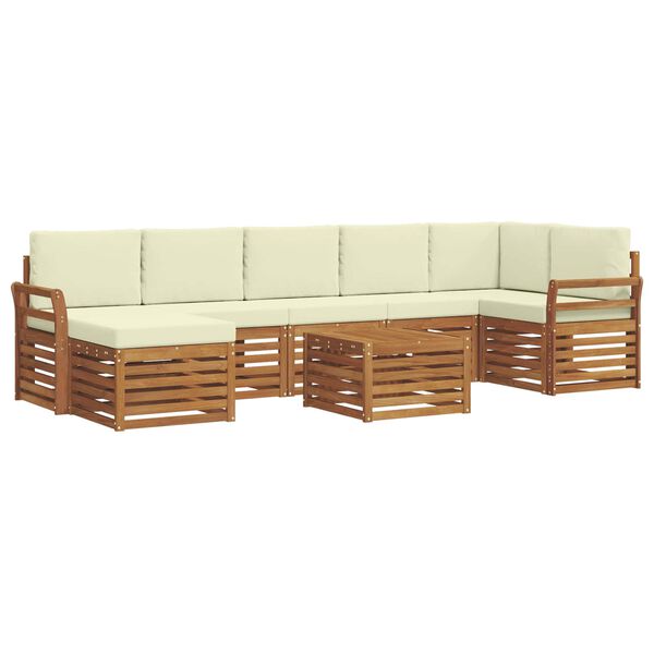 vidaXL Set canapea sectională cu pernă 8 pcs Natural și Crem