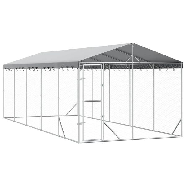 vidaXL Padoc exterior cu acoperiș argintiu 3x7,5x2,5 m oțel galvanizat
