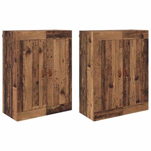 vidaXL Cabinet suspendat Pe perete 2 pcs Lemn vechi 69,5 x 34 x 90 cm