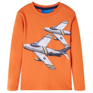 vidaXL Tricou de copii cu m&acirc;neci lungi, portocaliu &icirc;nchis, 92