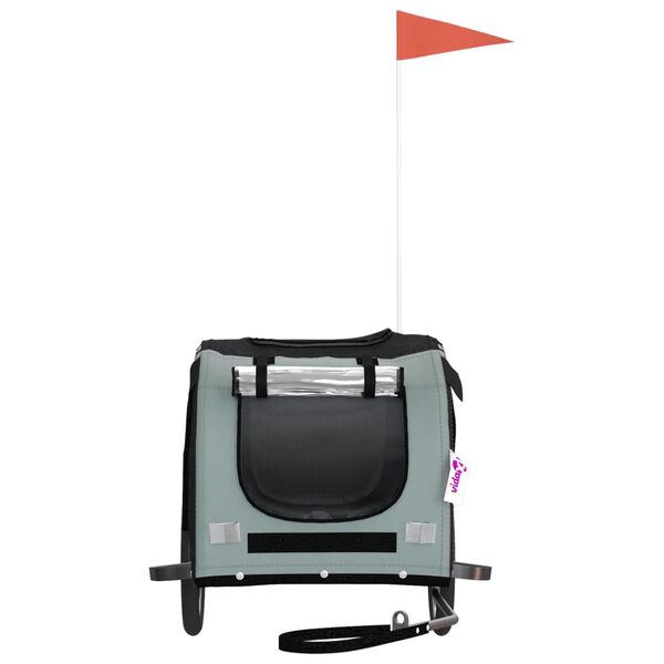 vidaXL Remorcă bicicletă animale companie gri/negru textil oxford/fier