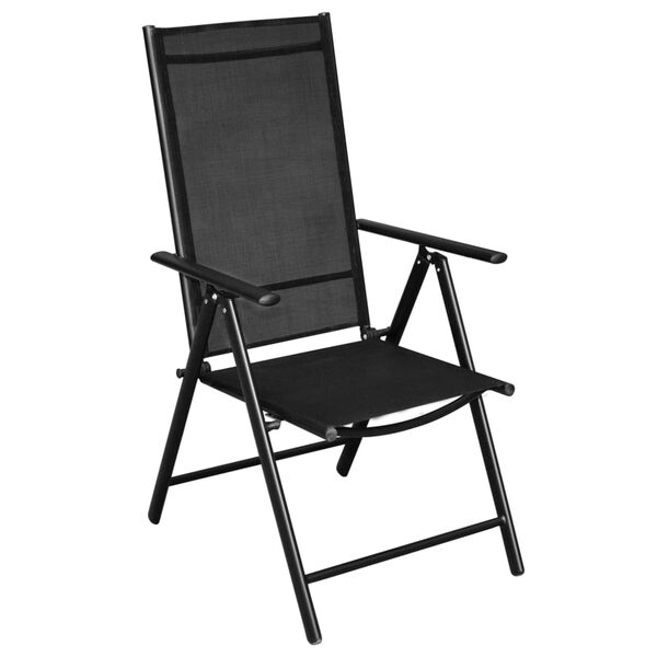 vidaXL Set mobilier de exterior pliabil, 9 piese, negru, aluminiu