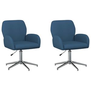 vidaXL Scaune birou cu rotire 2 buc. 54 x 58 x 90 cm albastru Țesătură