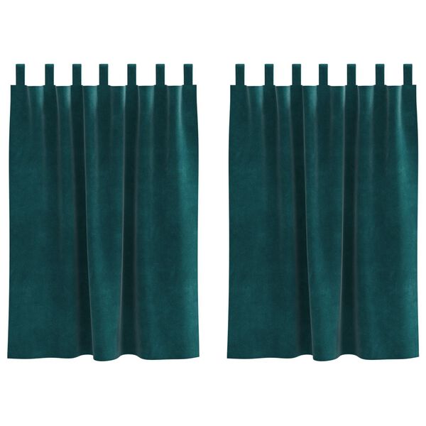 vidaXL Perdele cu perdele 2 pcs Verde închis 140 x 140 cm Catifea