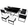 vidaXL Set mobilier de exterior cu perne, 9 piese, negru, poliratan