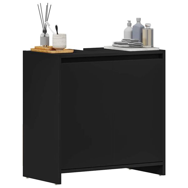 vidaXL Dulap de baie, negru, 60x33x61 cm, lemn prelucrat