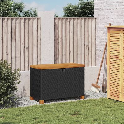 vidaXL Cutie depozitare grădină negru 80x40x48cm lemn acacia poliratan