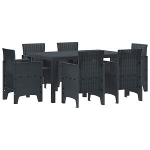 vidaXL Set de masă pentru grădină 7 buc. Antracit Ratan Polt
