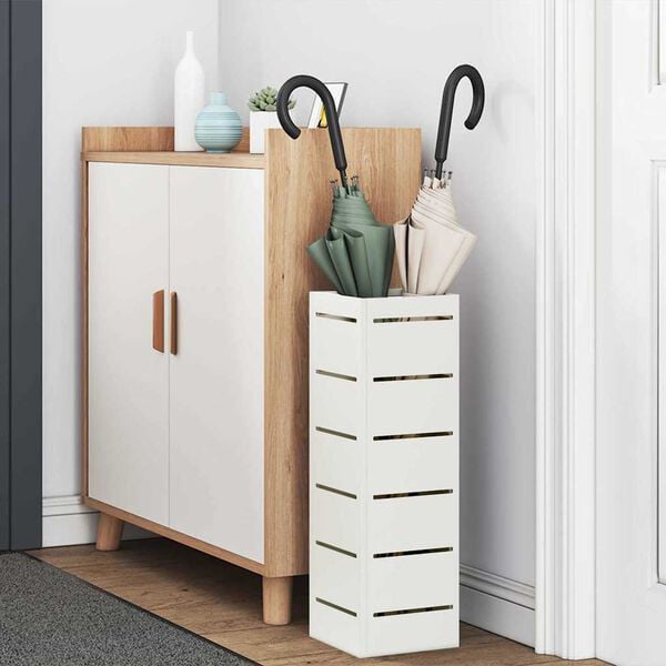 vidaXL Suport pentru umbrele Alb 15,5 x 15,5 x 49 cm Oțel