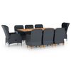 vidaXL Set mobilier exterior cu perne, 9 piese, gri &icirc;nchis, poliratan