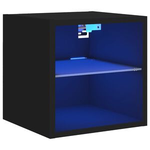 vidaXL Comodă TV de perete cu lumini LED, negru, 30x28,5x30 cm