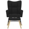 vidaXL Scaun balansoar cu taburet, Negru, material textil