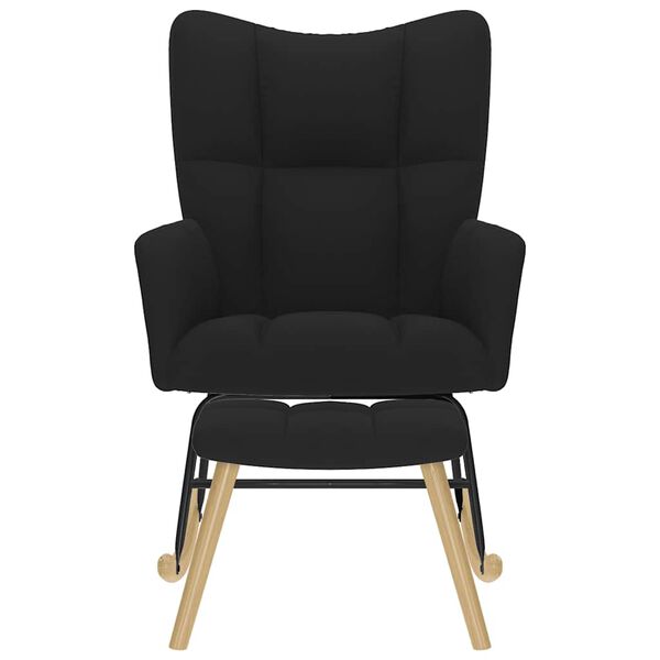 vidaXL Scaun balansoar cu taburet, Negru, material textil