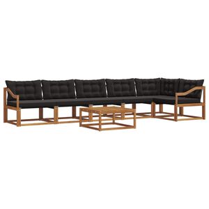 vidaXL Set de canapele de exterior cu pernă 7 pcs Natural și Negru