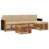 vidaXL Set de canapele de exterior cu pernă 6 pcs Natural și Bej