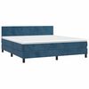 vidaXL Pat box spring cu saltea, albastru &icirc;nchis, 160x200 cm, catifea