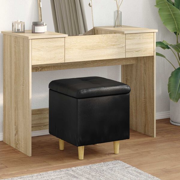 vidaXL Ottomană de depozitare Negru 40 x 40 x 45 cm Piele artificială