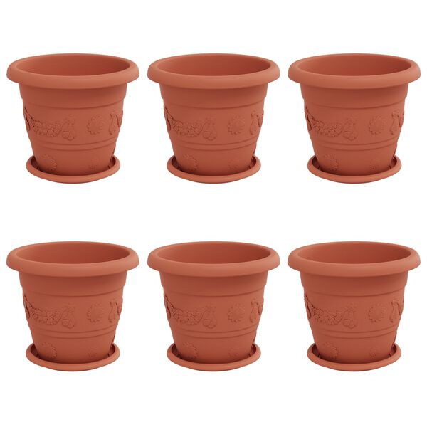 vidaXL Ghivece pentru plante 6 pcs Roșu cărămidă &Oslash; 26 x 21.5 cm