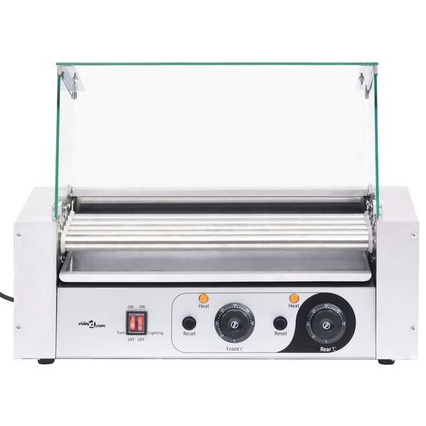 vidaXL Aparat hot-dog 5 role cu capac din sticlă 1000 W