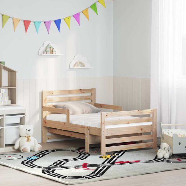 vidaXL Cadru de pat cu saltea Maro 80 x 200 cm Lemn de pin masiv