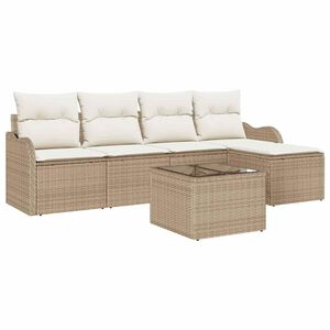 vidaXL Set de canapele pentru grădină cu pernă 6 pcs Maro Rattan poli