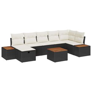 vidaXL Set de canapele pentru grădină cu pernă 8 pcs Negru poliratan