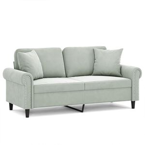 vidaXL Canapea cu 2 locuri cu pernuțe, gri deschis, 140 cm, catifea