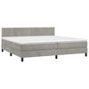 vidaXL Pat box spring cu saltea, gri deschis, 200x200 cm, catifea