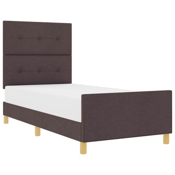 vidaXL Cadru de pat cu headboard Maro &icirc;nchis 80 x 200 cm țesătură