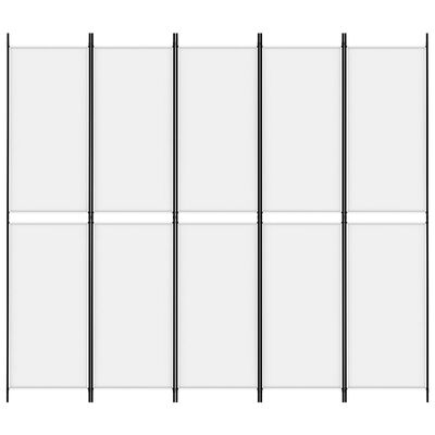 vidaXL Paravan de cameră cu 5 panouri, alb, 250x220 cm, textil