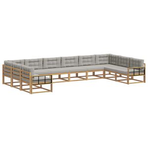 vidaXL Set de canapele de exterior 10 buc. Alb și gri deschis