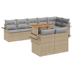 vidaXL Set de canapele pentru grădină 9 pcs Bej Rattan poli